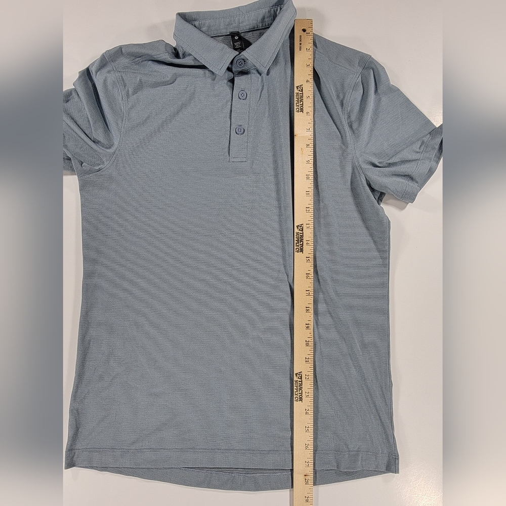 Lululemon Shirt Men's Medium Blue Evolution Polo Active Stretch Short Sleeve - Picture 6 of 9